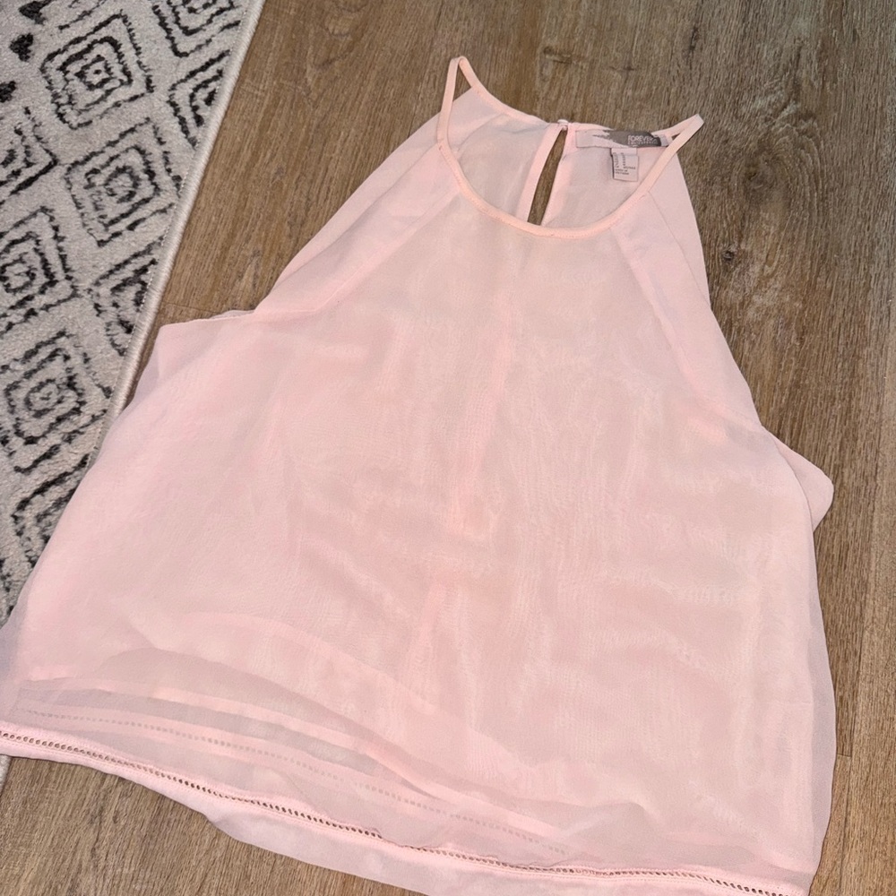 Pink open slit cami blouse